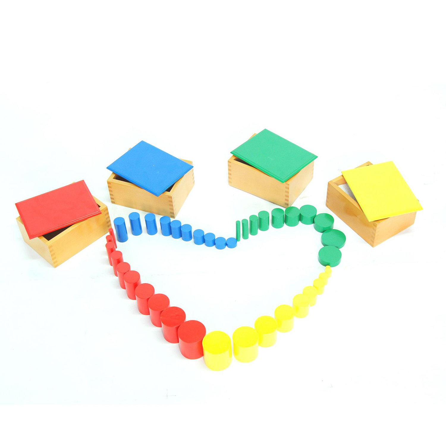 Bộ 4 hình trụ không có núm màu sắc cao cấp A030 montessori