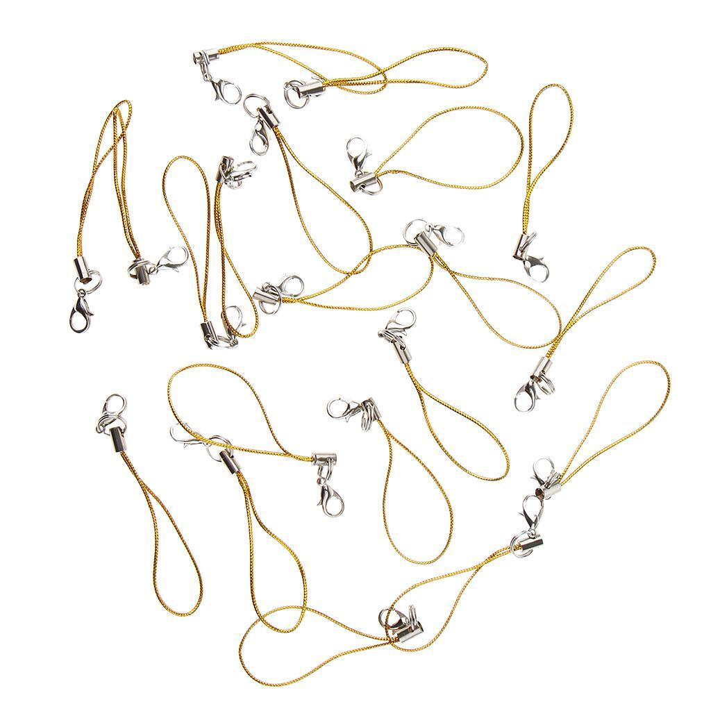 2-5pack 20pcs DIY Mobile Cellphone Keychain Lanyard Charms DIY Rope Gold