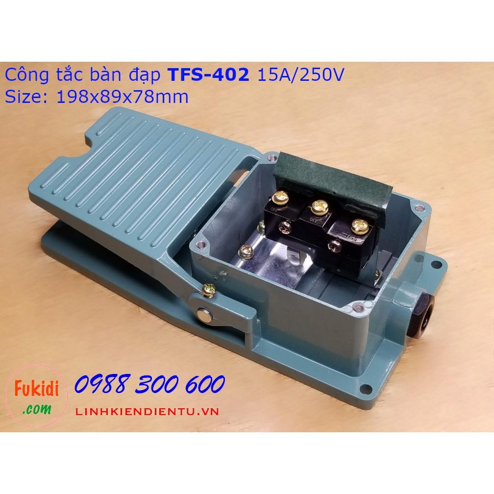 Cóc đạp điện TFS-402 15A/250V, vỏ nhôm, kích thước 198x98x78mm màu xanh