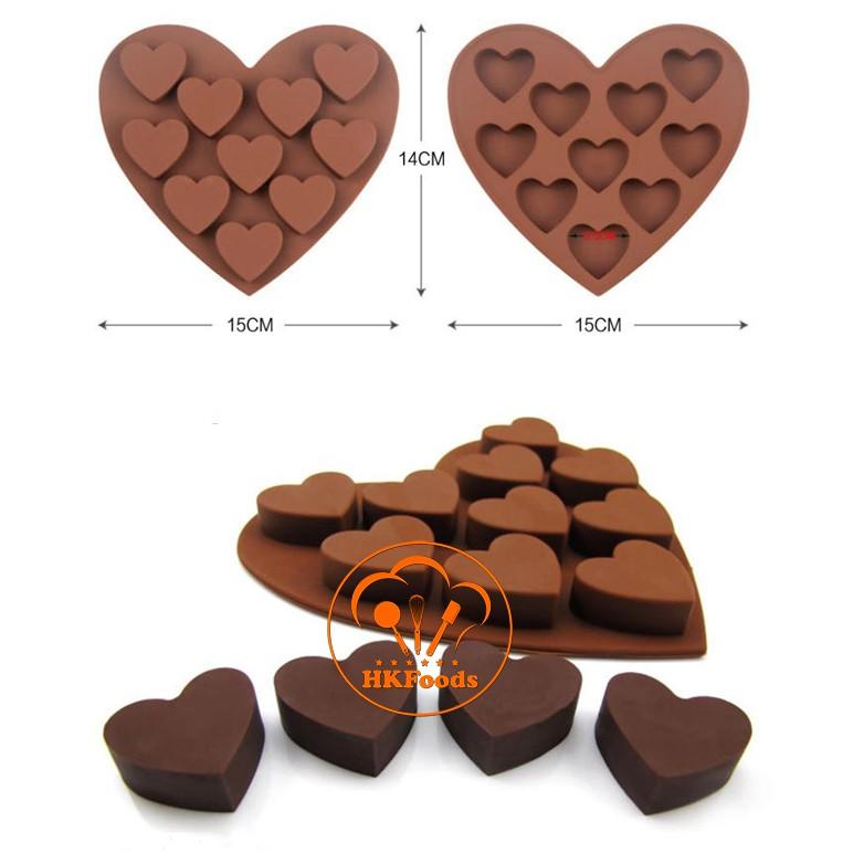 Khuôn Silicon làm thạch rau câu, chocolate, làm bánh Hình 10 Trái Tim