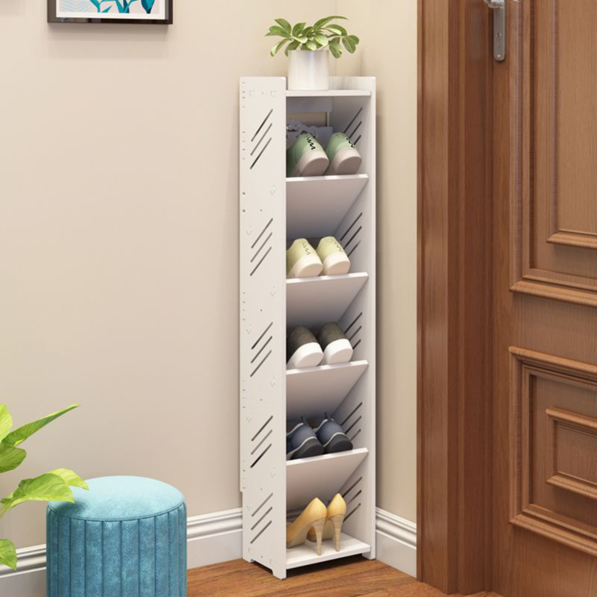 Kệ Giày Dép Gỗ Nhựa Cao Cấp Lắp Ghép Chống Nước, Giá Kệ Để Giày Dép Hàn Quốc 5 Tầng Chứa 5 Đôi Kích Thước 100*17*26 _ Lốc Xoáy
