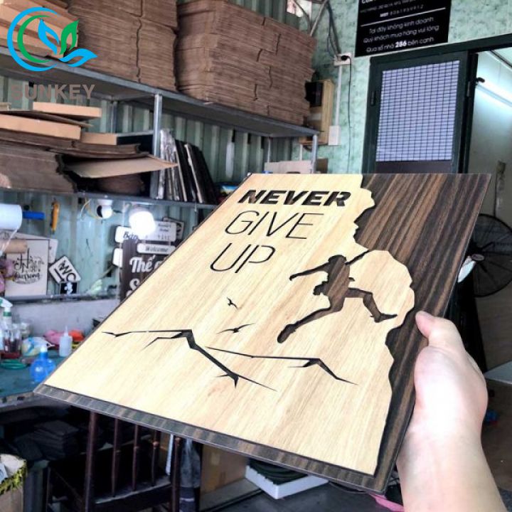 Tranh Decor Treo Tường - Tranh Động Lực Slogan - Never Give Up - Trang Trí Nhà Cửa, Văn Phòng Làm Việc, Tạo Động Lực