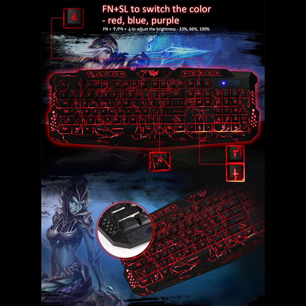 J10 Keyboard Mouse Combo Colorful Adjustable LED Color Backlit Ergonomic Gaming Keyboard with Mouse Set for Gaming Fans