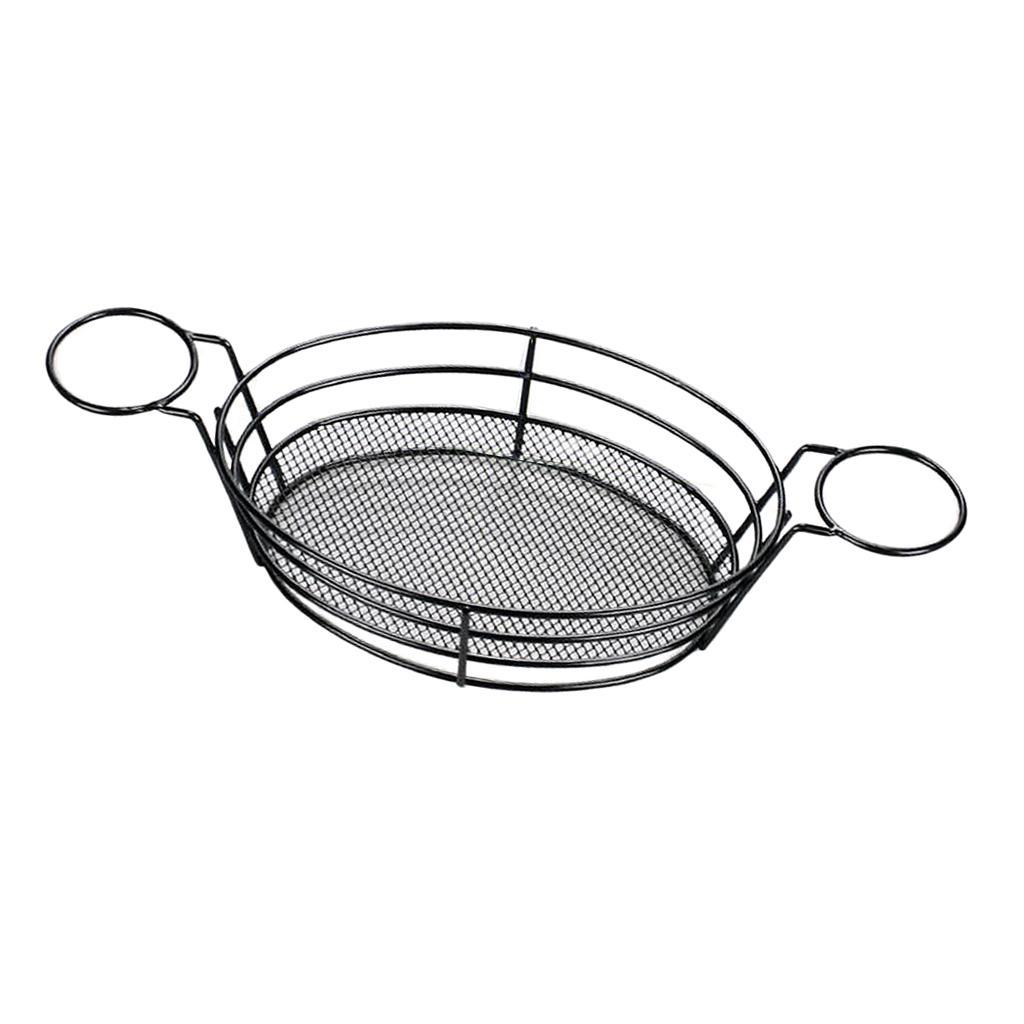 2x Stainless Steel French Fries Chips Appetizer Serving Basket Sauce Holder