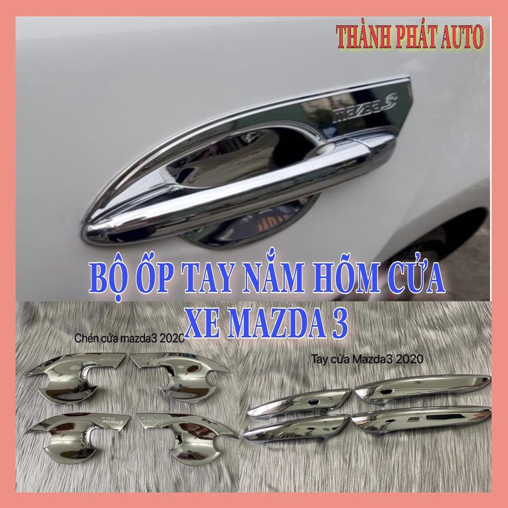 Bộ ốp tay nắm hõm cửa xe Mazda3 2019-2021 nhựa ABS cao cấp mạ Crom sáng bóng