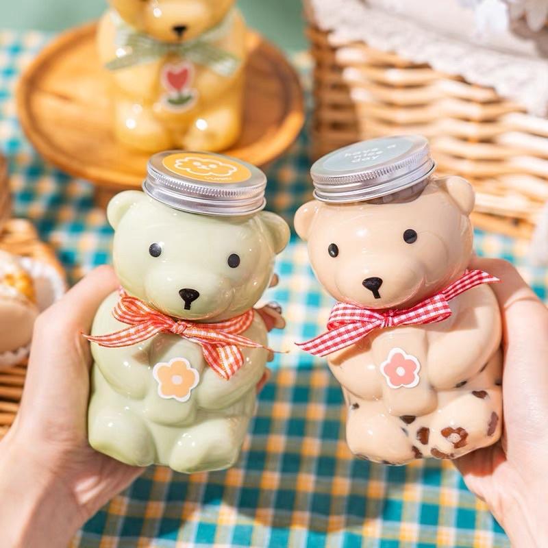 Bình nước cute, bình đựng nước hình con gấu, chai nhựa, cute