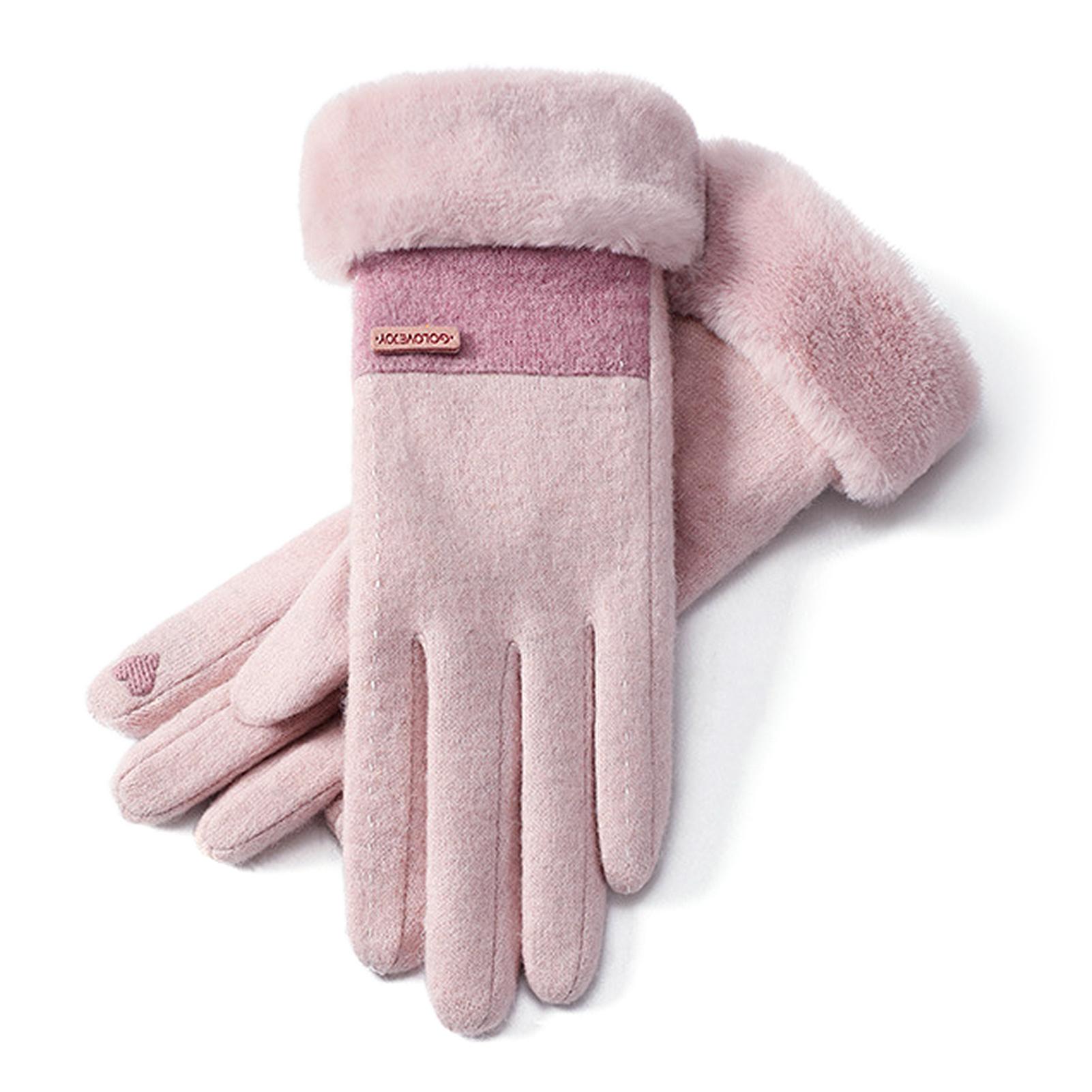 Golovejoy Winter Warm Wool Gloves for Women Touchscreen Texting Gloves Mittens