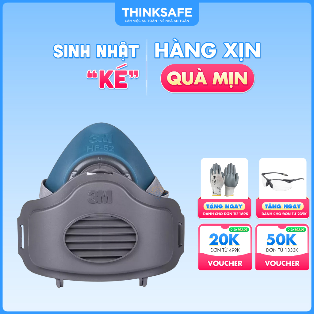 Mặt nạ phòng độc 3M Thinksafe, phòng độc, chuyên phòng dịch, chống giọt bắn, lọc bụi mịn, xịt sơn - HF52/1700