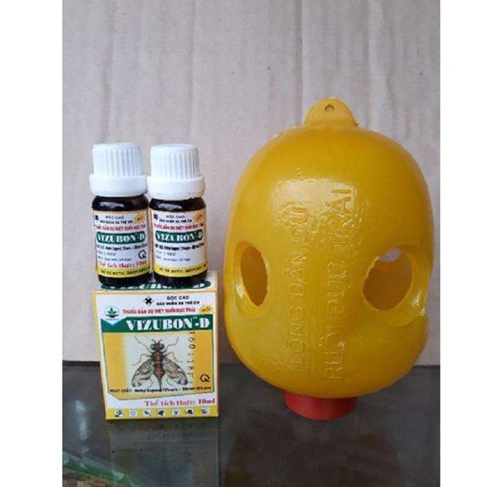 Bộ sản phẩm bẫy ruồi vàng - 2 lọ và 4 bẫy ruồi vàng - Bẫy Ruồi Vàng Siêu Hiệu Quả