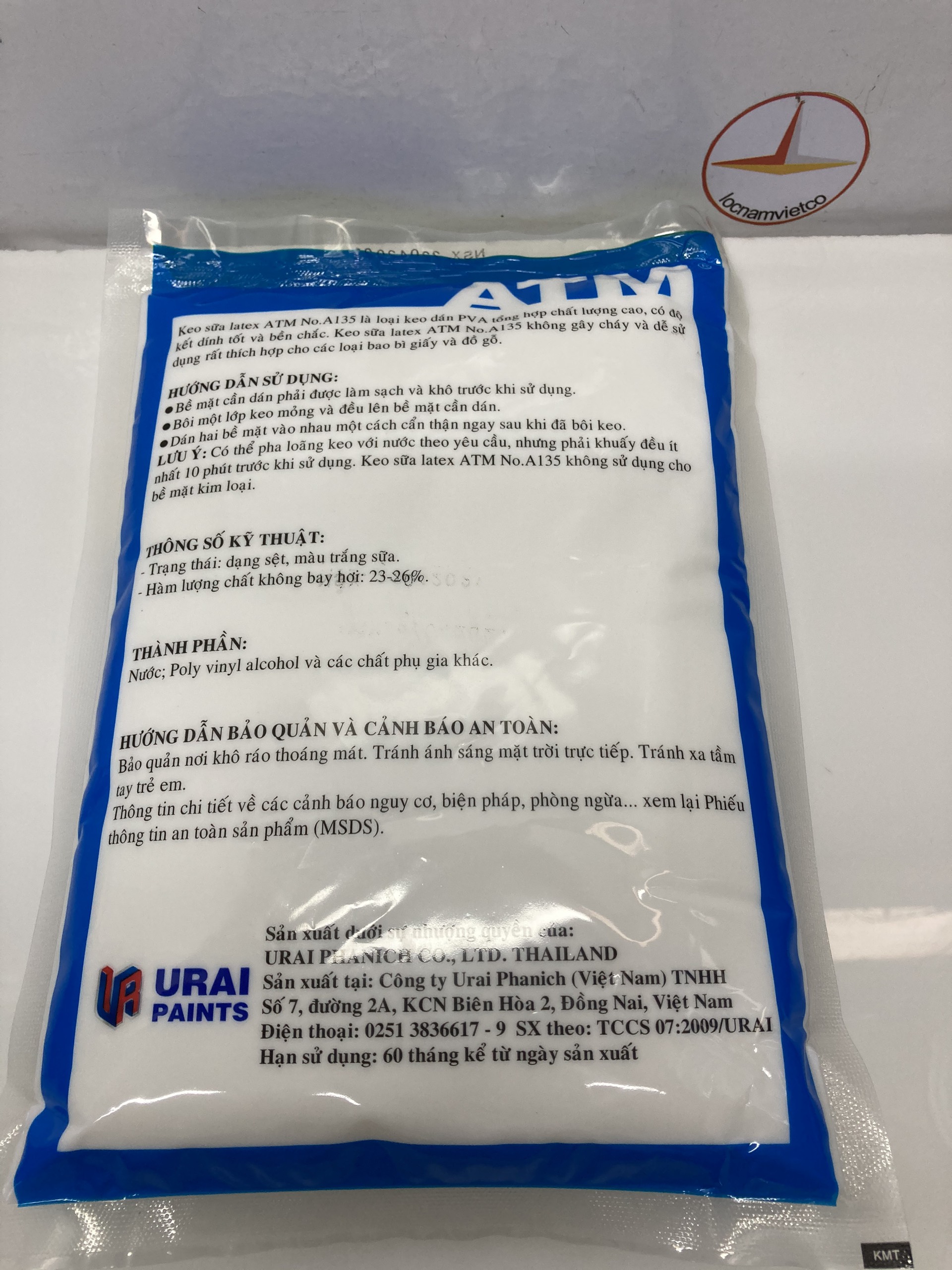 Keo sữa Latex A.135_Thùng 10 bịch 1kg