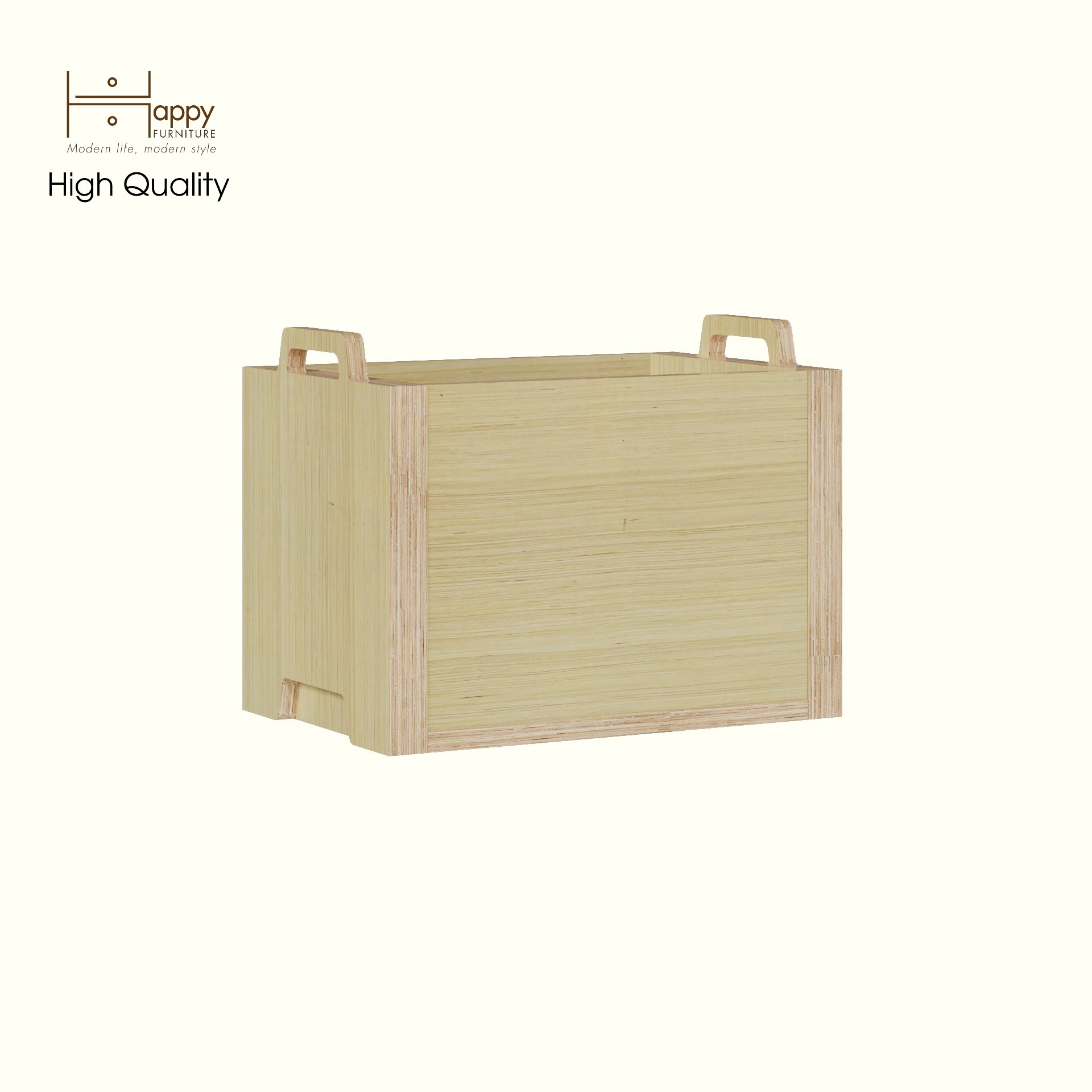 HAPPY FURNITURE , Gỗ tự nhiên , Thùng lưu trữ gỗ Plywood - GAMOR , TLT_026 , 45cm x 30cm x 35cm DxRxC