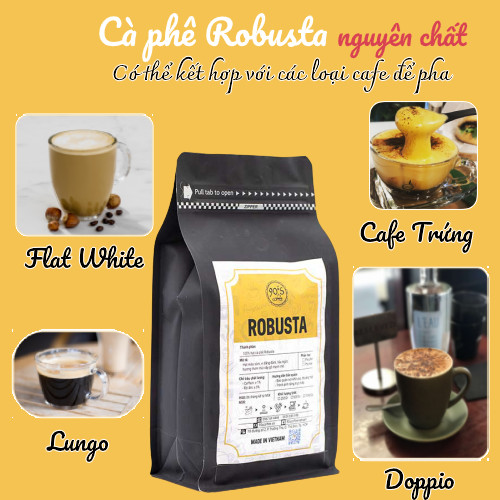 Cà Phê Hạt Robusta Rang Mộc Nguyên Chất - 90S Coffee Vietnam - 100% Cà Phê Sạch Cao Cấp