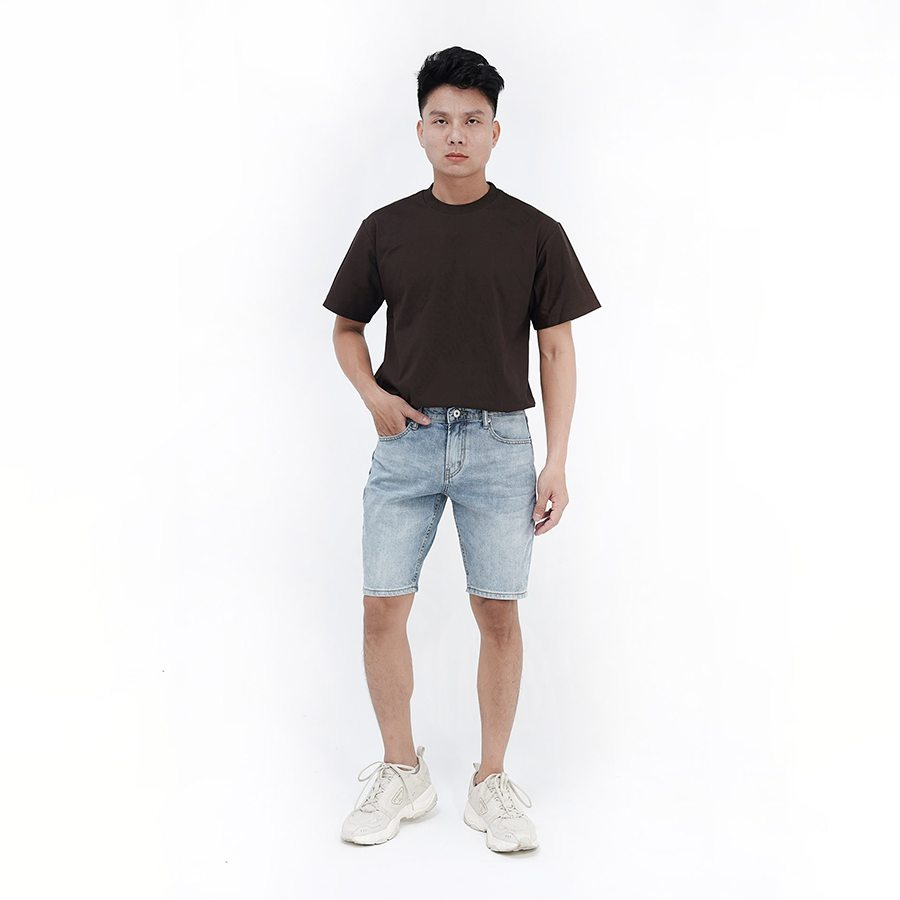 Quần Short Jeans Nam Cao Cấp HUNTER X-RAYS  Form Slimfit Thun Nhẹ Màu Xanh Nhạt S40