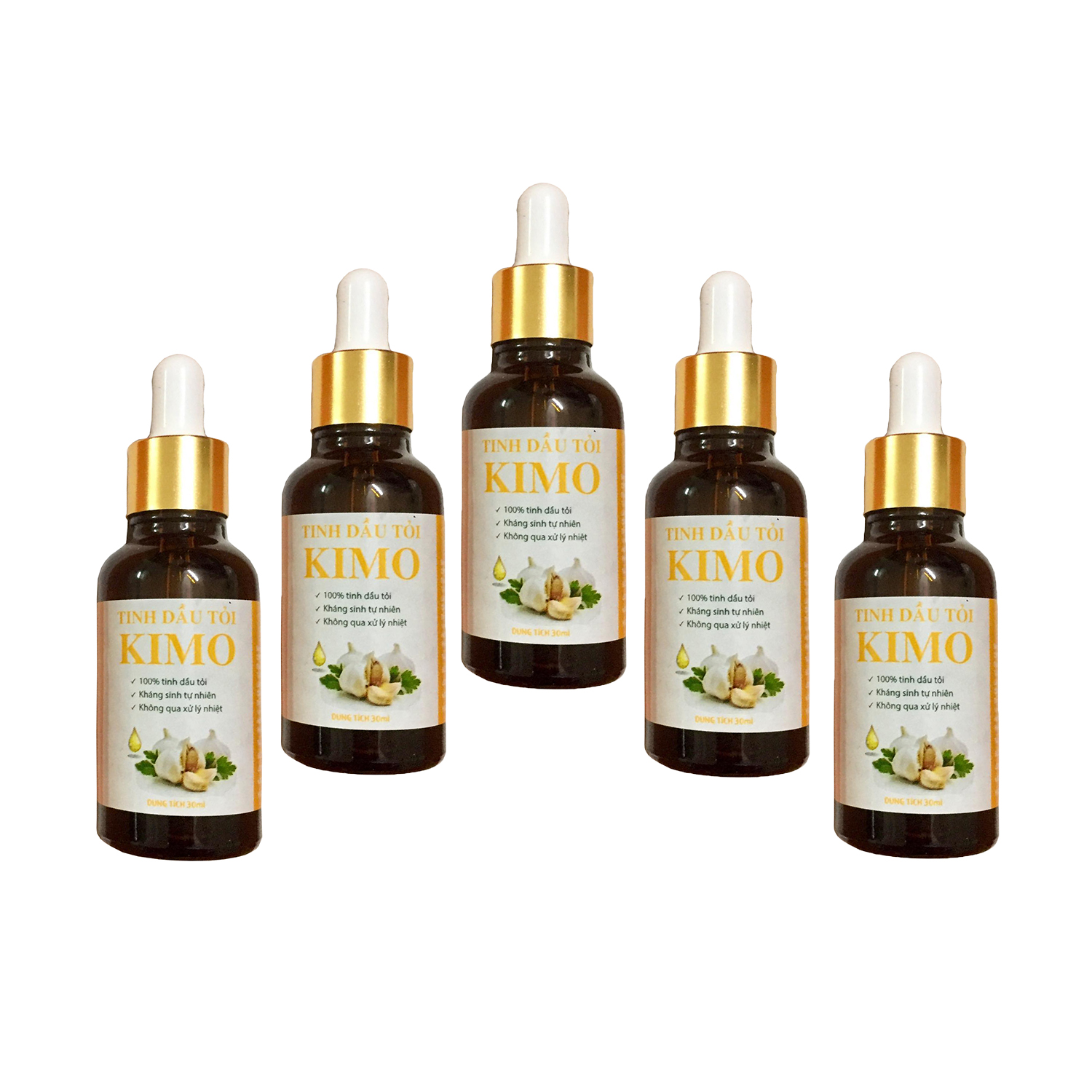 Combo 5 Lọ Tinh dầu tỏi Kimo 30ml/lọ 100% tinh dầu tỏi nguyên chất