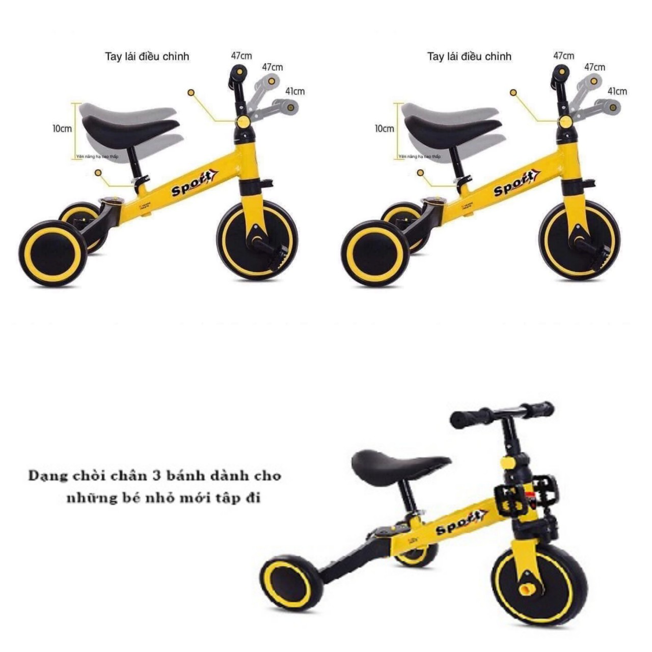 Xe chồi chân xe thằng bằng 3 trong 1 Sport loại chắc