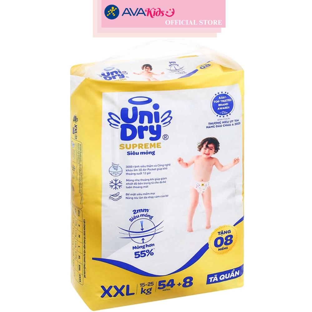 Tã quần Unidry Supreme Thin &amp; Soft size XXL 54 + 8 miếng (15 - 25 kg)