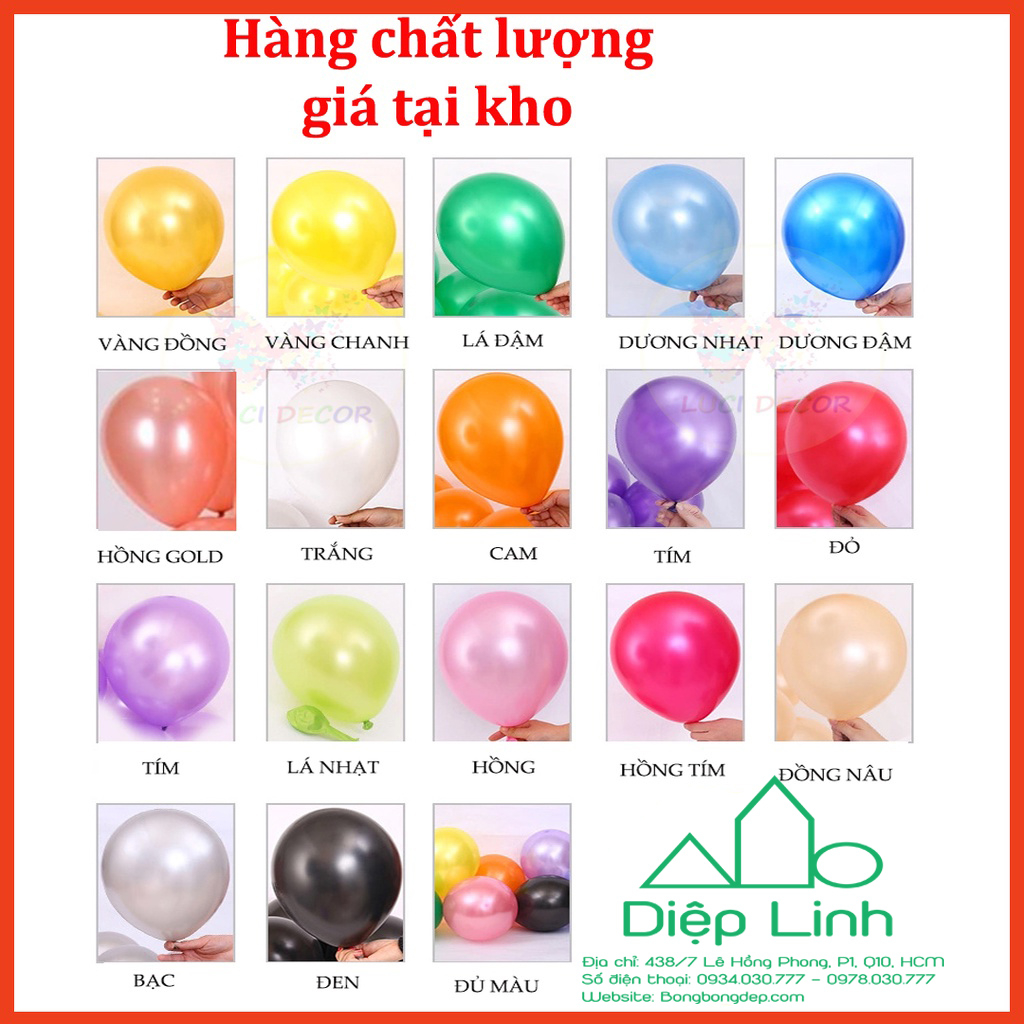 Sỉ 100 bong bóng nhũ size lớn 10 inch - bong bóng trang trí sinh nhật, đám cưới, thôi nôi, sự kiện