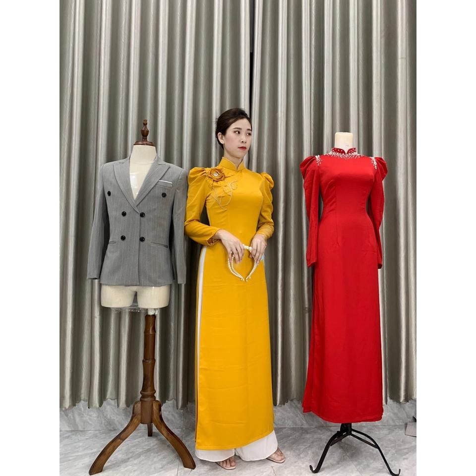 Áo dài tây thi xinh_thiết kế tông vàng xinh