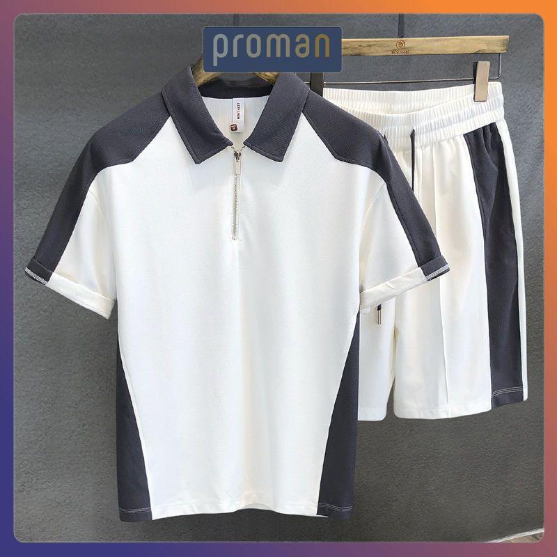 Bộ Đồ Nam Poli Kéo Khóa Siêu Cấp Xịn Xò, Bộ Thể Thao Nam Mềm Mại Chống Nhăn BO07 - PROMAN