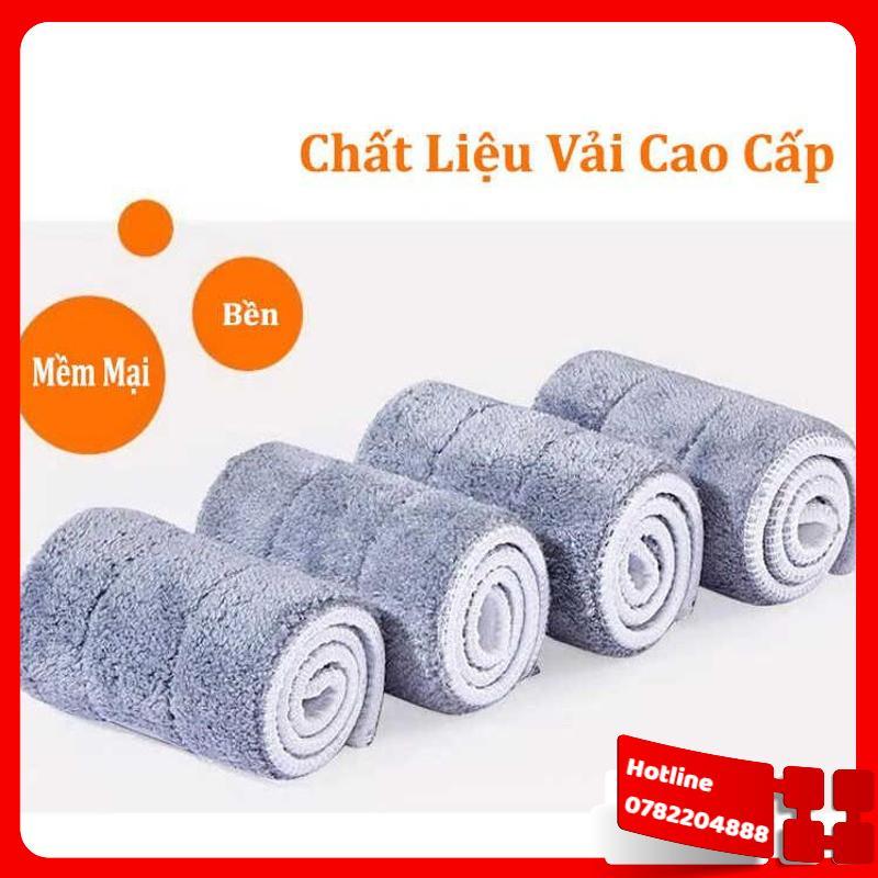 Bộ Cây Lau Nhà Thông Minh Kèm Thùng Vắt 2 Ngăn (Tặng Kèm 2 Miếng Lau) - Loại Tốt