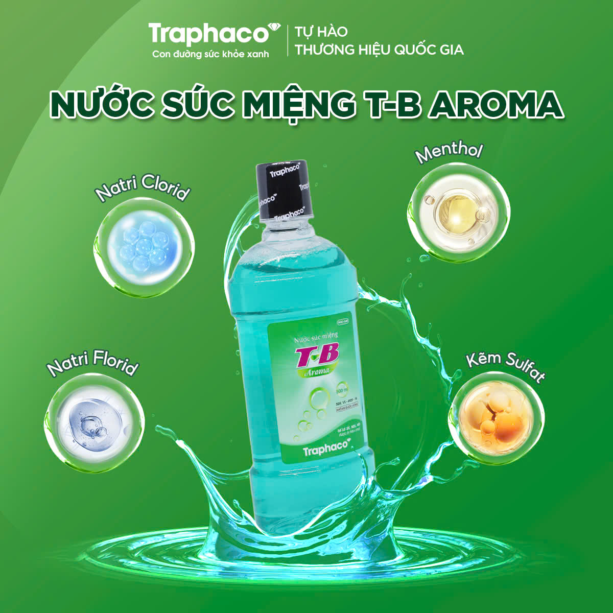 NƯỚC SÚC MIỆNG T-B - Aroma- SÁT KHUẨN RĂNG - MIỆNG - HỌNG- 500ml/ chai