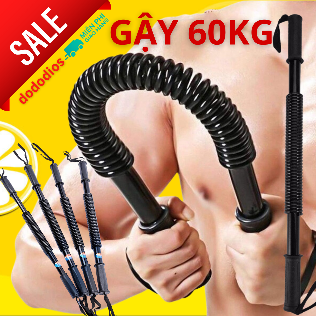 gậy lò xo 60kg hãng dododios tập cơ tay, vai, xô tập gym tại nhà - Hàng chính hãng dododios