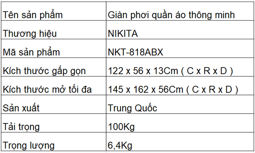 Giàn phơi, kệ phơi đồ Inox xếp gọn có bánh xe - Chính hãng NIKITA 818ABX