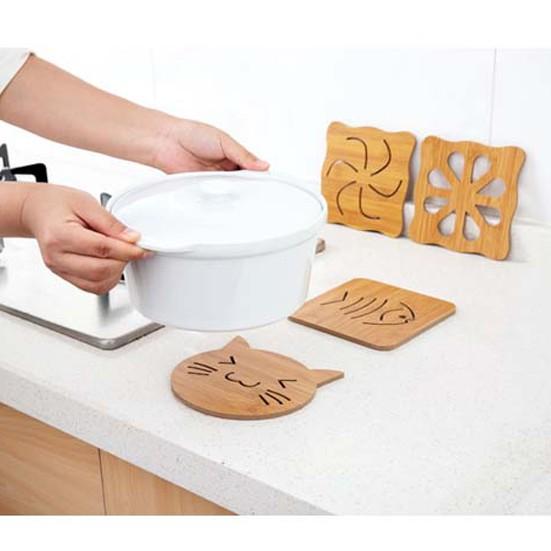 Miếng lót nồi lót cốc bằng gỗ - Phụ kiện nhà bếp sang trọng