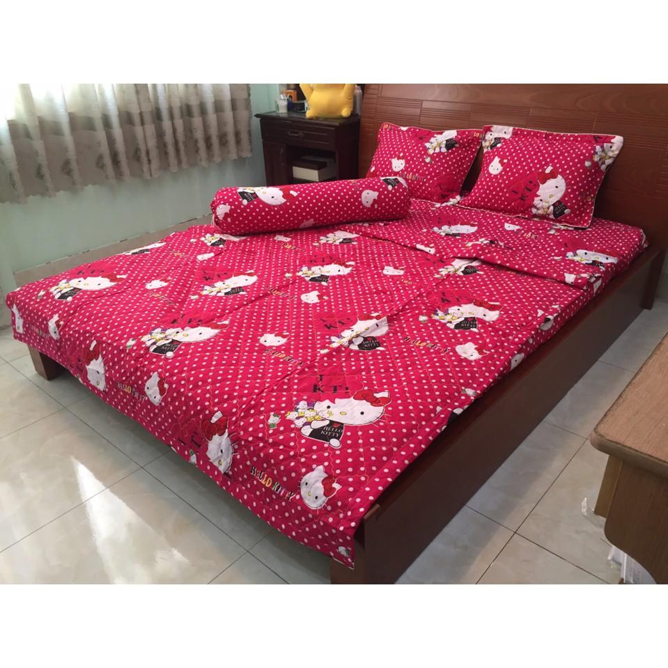 Bộ Chăn Ga Gối Cotton Poly Hello Kitty 1m8x2m
