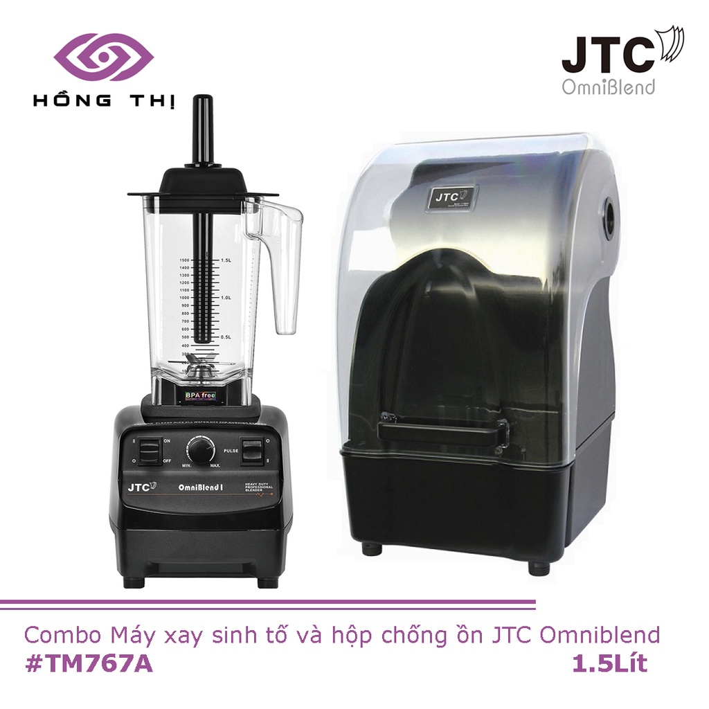 Combo Máy Xay Sinh Tố Công Nghiệp JTC Omniblend I TM-767A 1200W (1.5L) và Hộp chống ồn JTC Omniblend - Hàng Chính Hãng