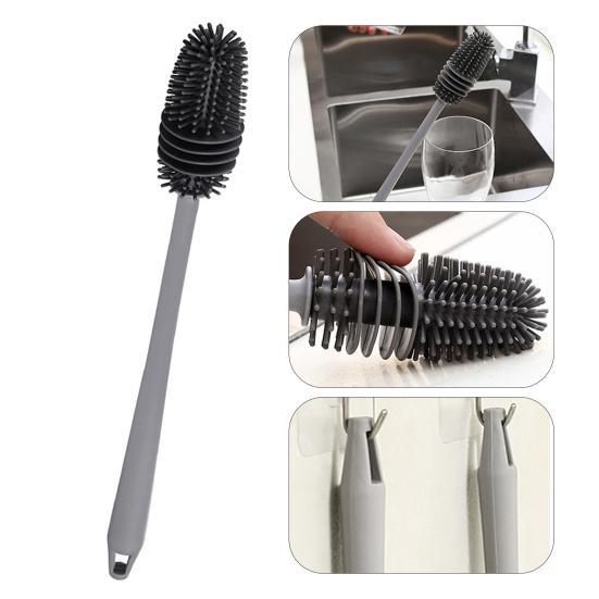 Cọ Vệ Sinh Rửa Ly, Cốc Bình Sữa Cho Bé Cán Dài Bằng Silicon Tiện Lợi Siêu Bền