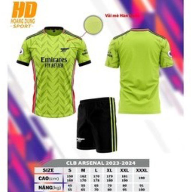 Quần áo Bóng đá HD Arsenal 23/24 Xanh Chuối - Mẫu mới nhất