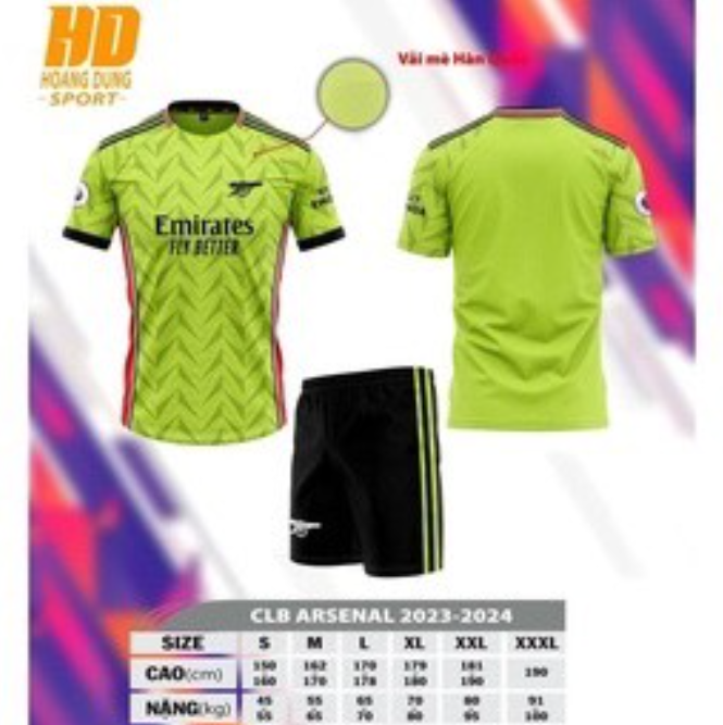 Quần áo Bóng đá  HD Arsenal 23/24 Xanh Chuối - Mẫu mới nhất