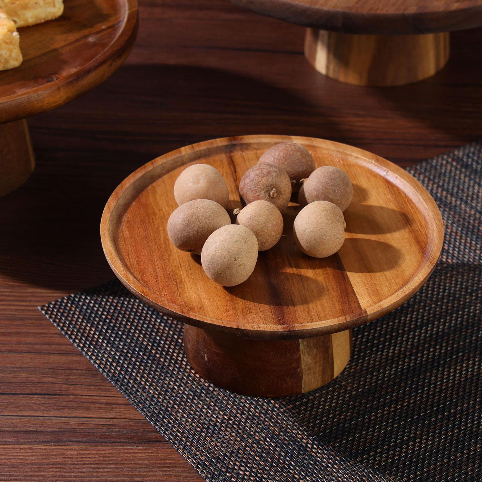 2x Wooden Pedestal Dessert Table High Tray Cake Stand Holders cake Display