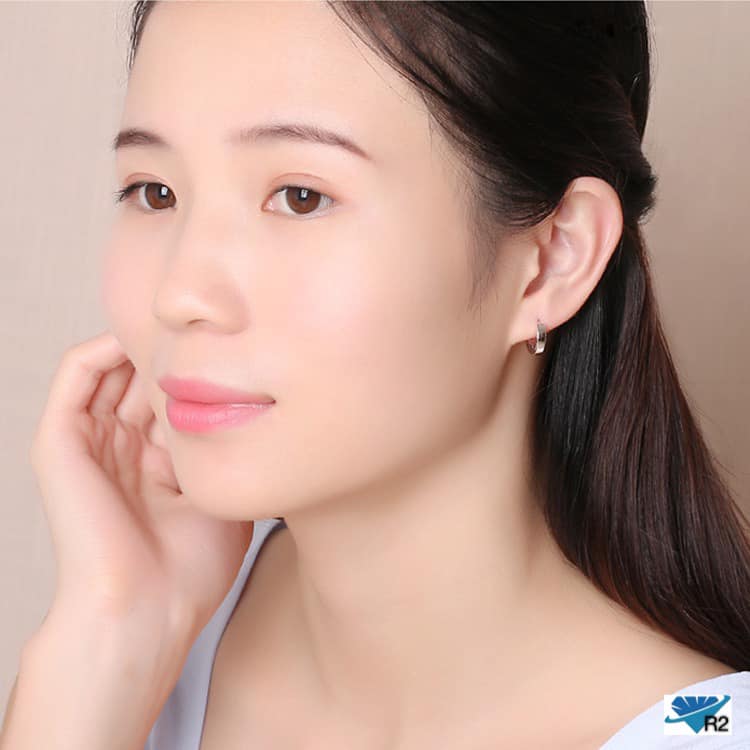 Bông tai bạc khuyên tròn trơn chất liệu bạc ta MS55e