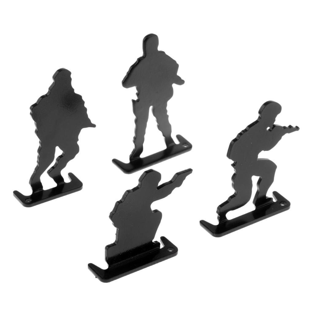 4pcs Metal Shooting Targets Plinking Target Mini Soldiers Silhouette Targets