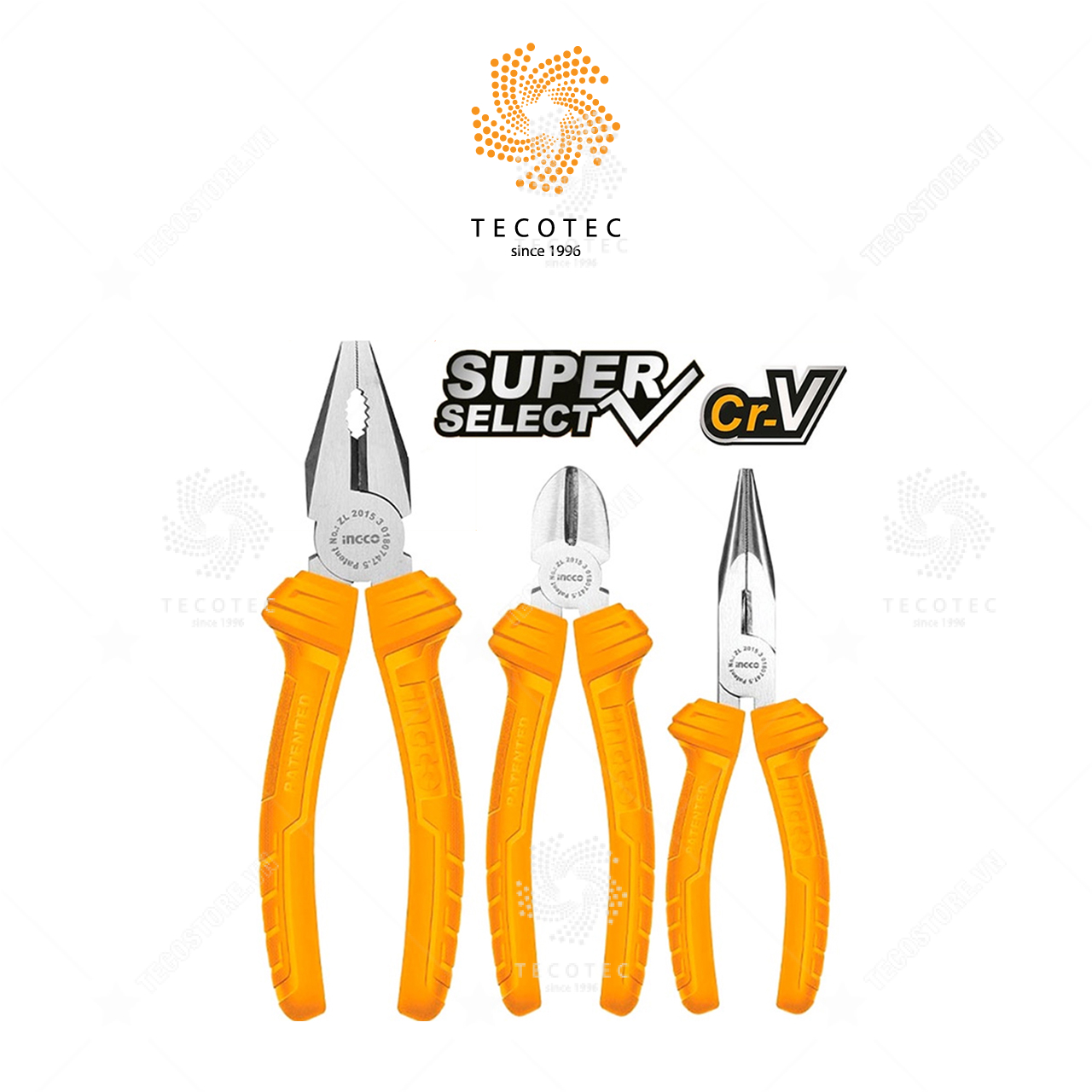 Bộ 3 kìm răng, cắt và mũi nhọn INGCO HKPS08311