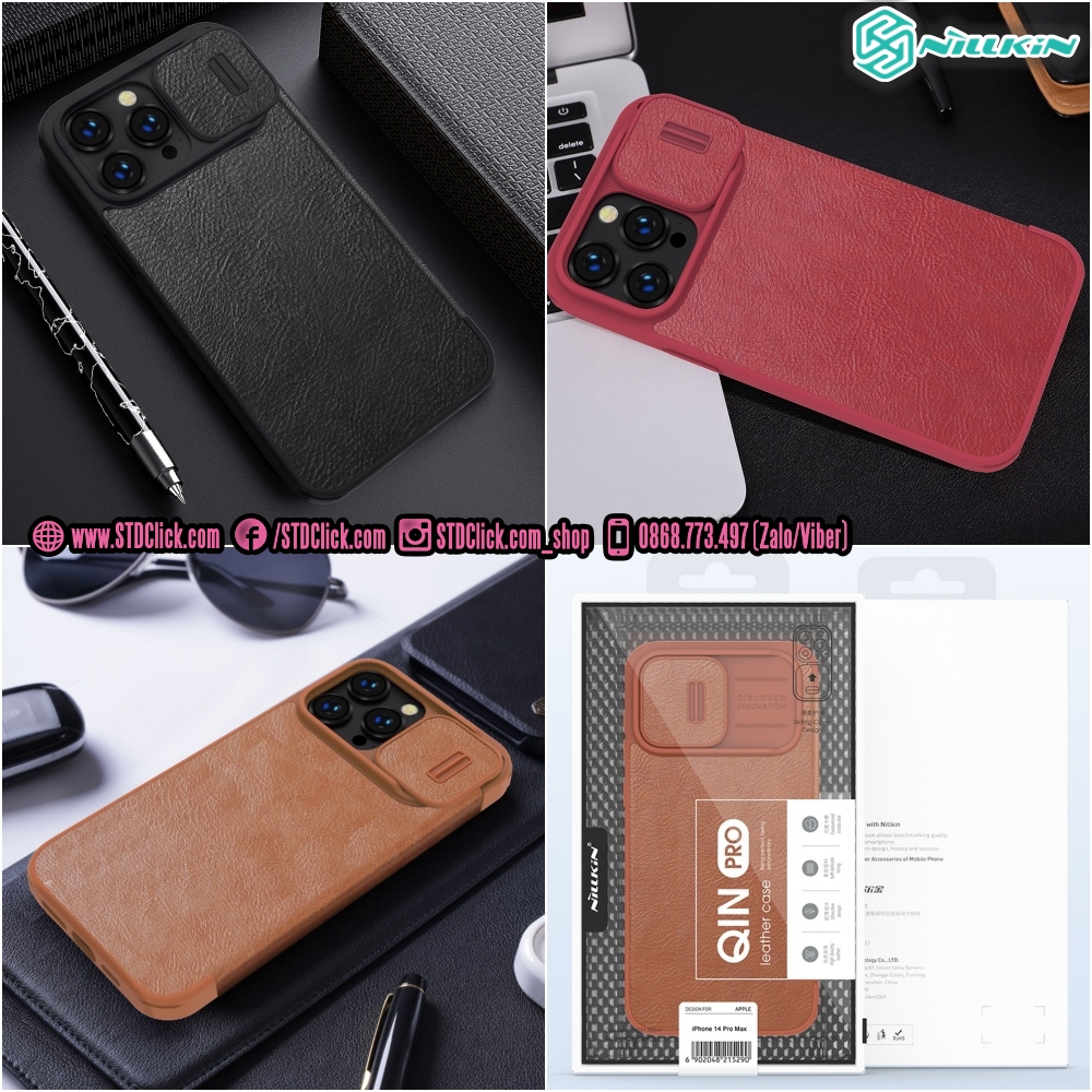 BAO DA DÀNH CHO ĐIỆN THOẠI IPHONE 14 PRO MAX NILLKIN QIN BẢO VỆ CAMERA