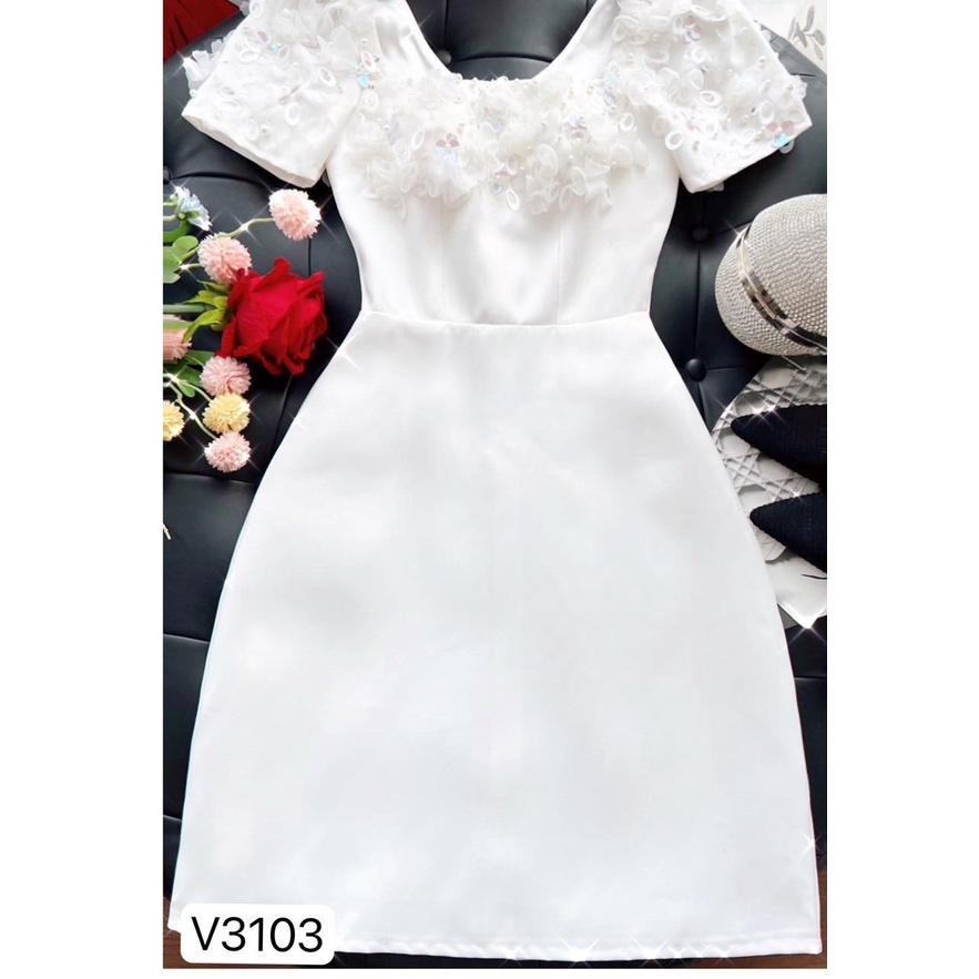 Đầm Thiết Kế V3103 Chất Liệu Vải Tafta Đính Kết Thủ Công - Đầm Dự Tiệc Sang Trọng Đủ Size SMLXL