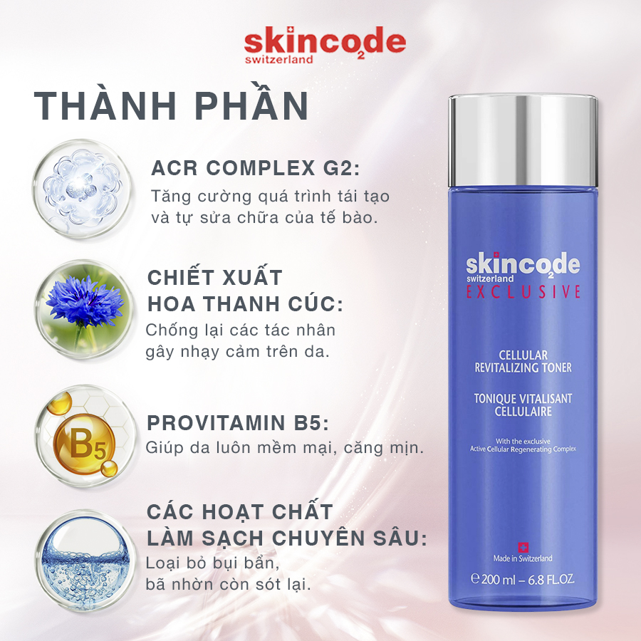 Nước hoa hồng tái tạo da Skincode Cellular Revitalizing Toner 200ml - MS 5005,2