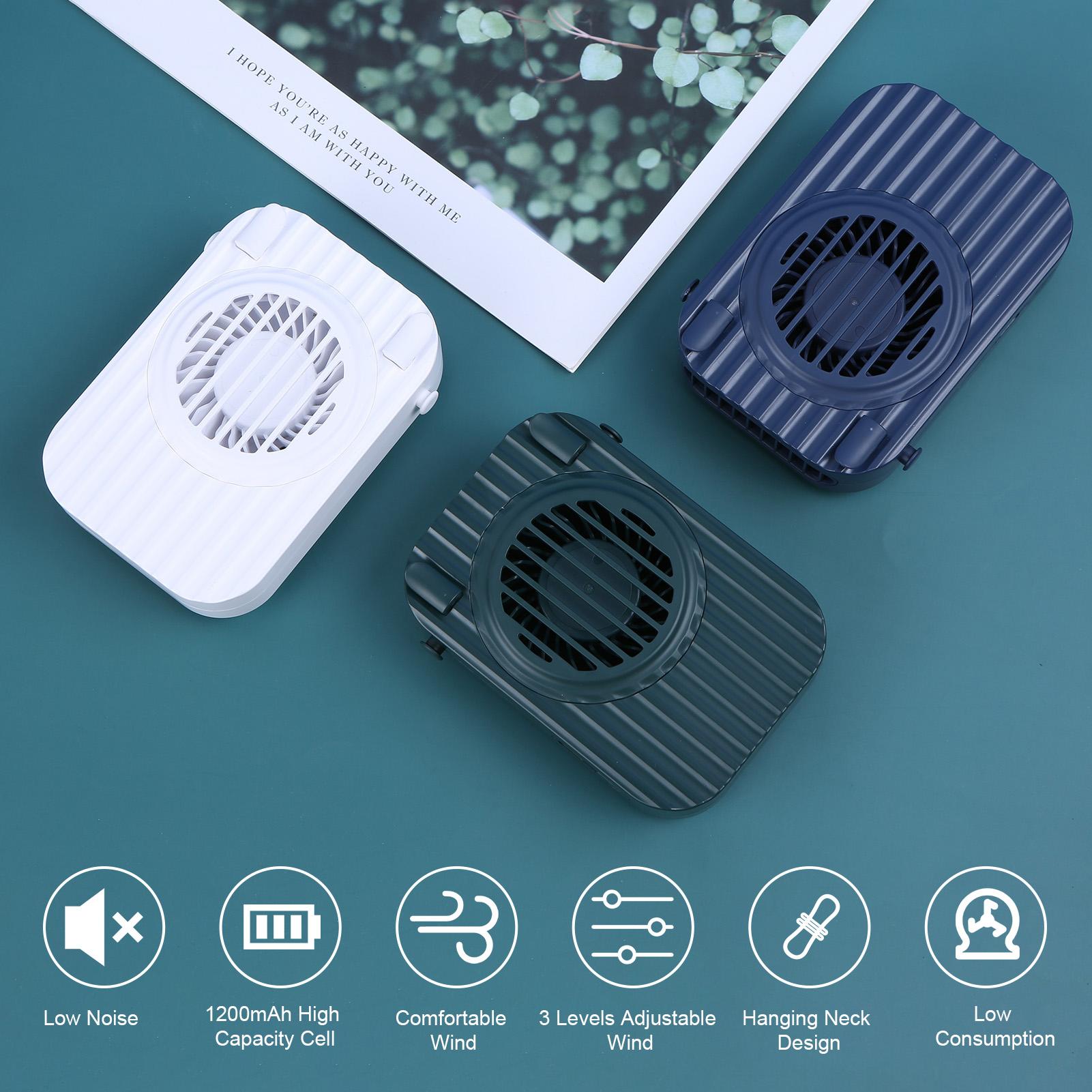 Quạt đeo cổ DC 5V 3W 3 tốc độ gió dung lượng pin 1200mAh