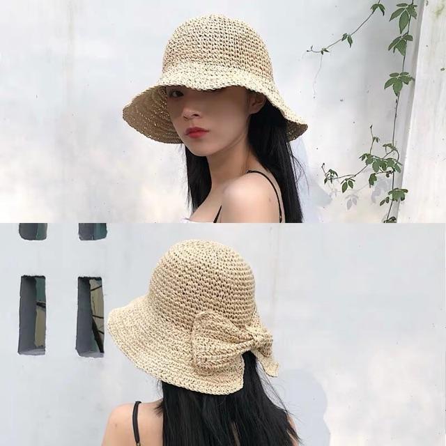 Mũ cói nơ thời trang nơ du lịch biển - Khăn turban