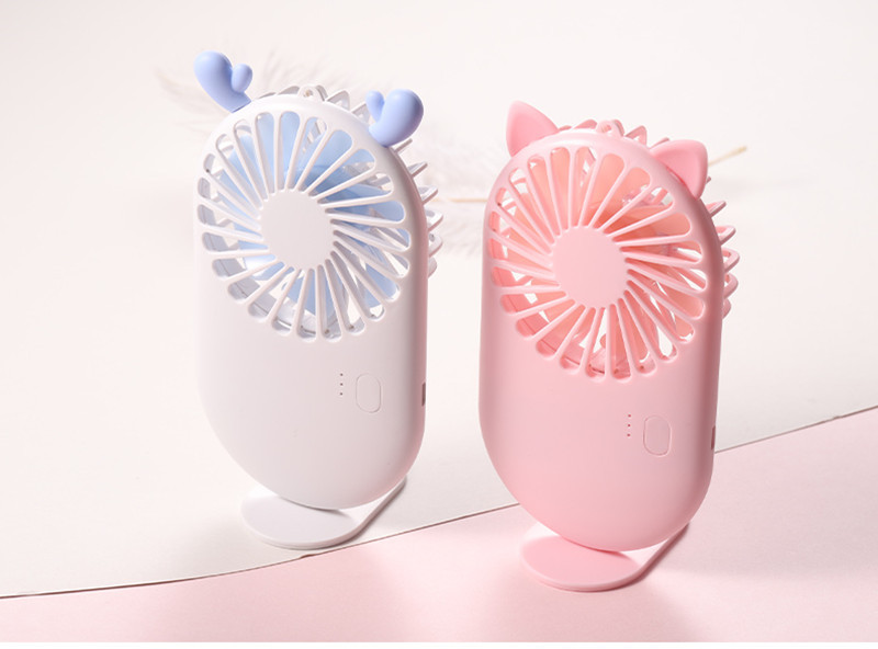 Quạt Cầm Tay Mini, Sạc USB Dễ Thương 7 Cánh Pocket Fan Có Chân Đế - Hồng - Hàng Nhập Khẩu