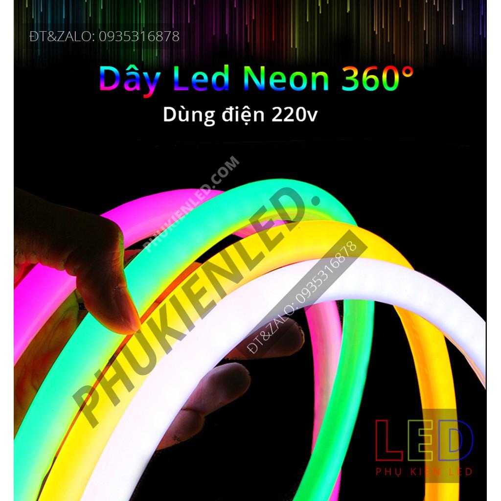 Đèn Led neon 360 độ uốn dẻo chống nước 220V có nguồn kèm theo - Trang trí ngoài trời hay trong nhà - Đèn Neon Decor