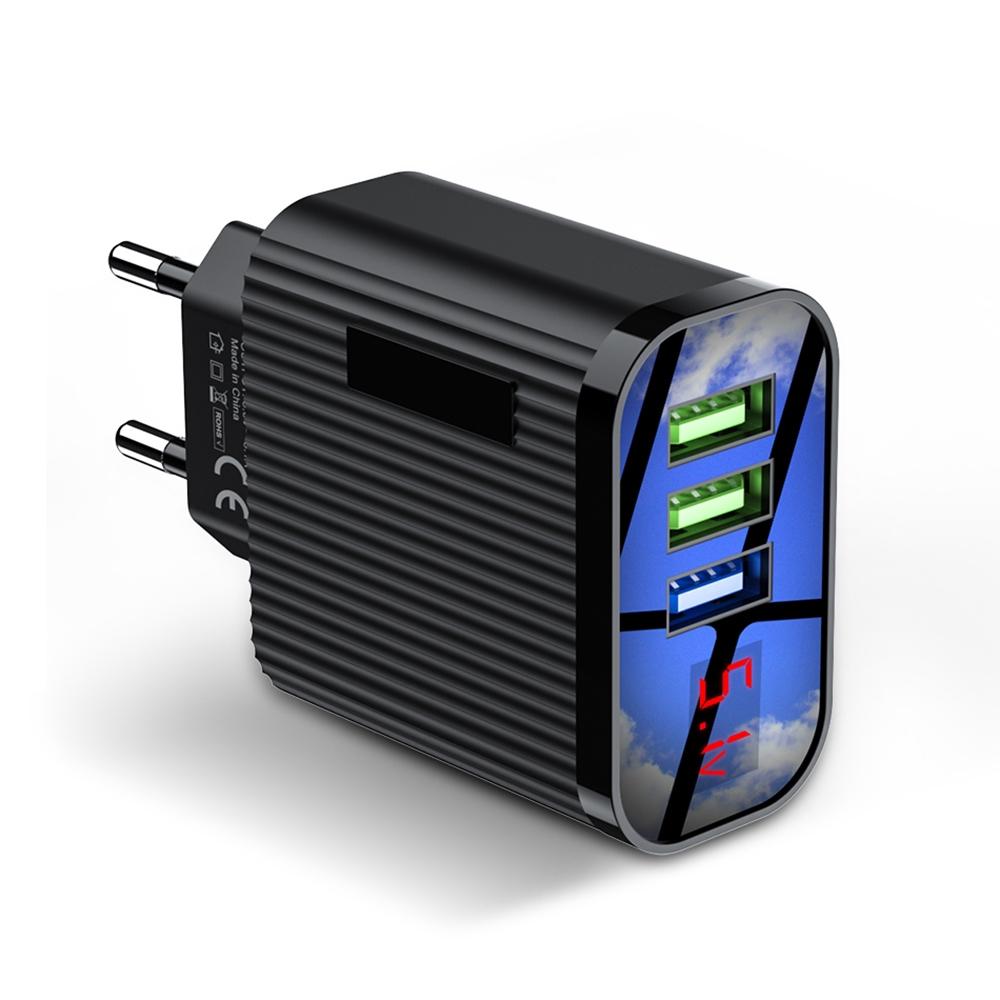 Cốc sạc nhanh với 3 cổng USB 5V 3A phích cắm EU có thể sử dụng tại nhà và mang theo du lịch