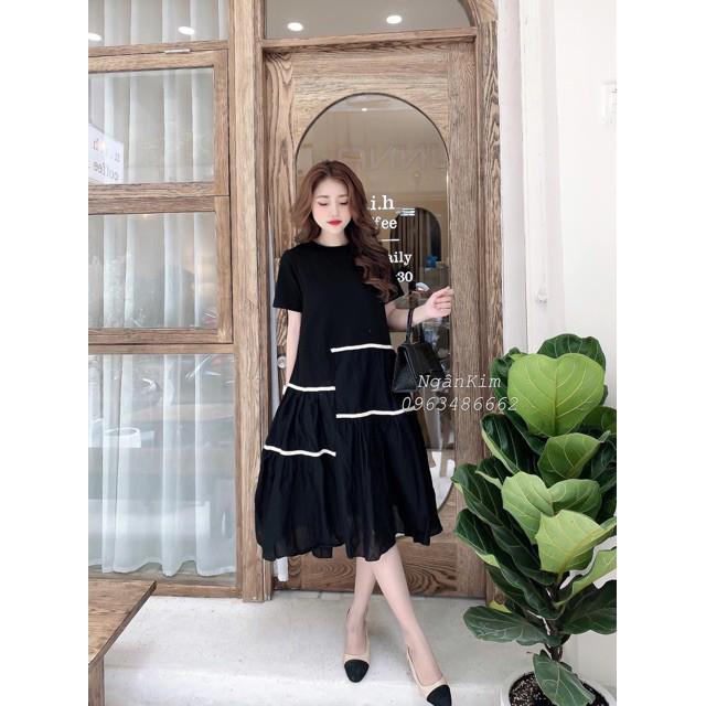 Váy bầu cao cấp chất cotton pha vonthiết kế sang chảnh mặc đi làm đi chơi đều đượcFree size 43~68kg