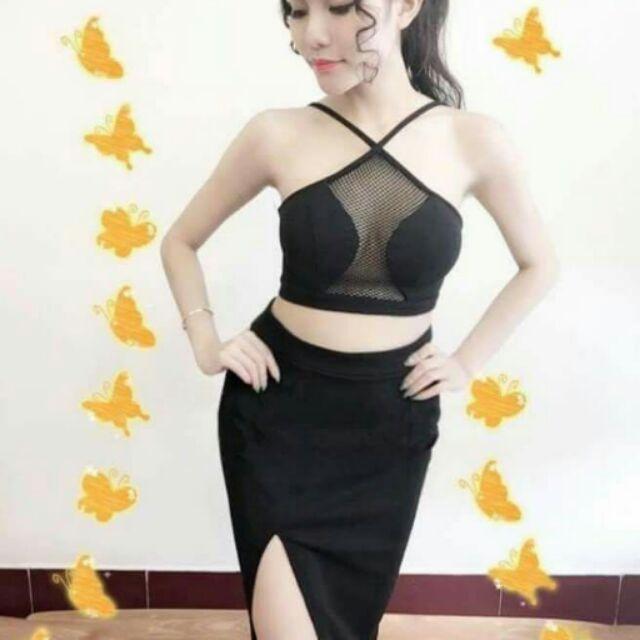 Sét áo yếm lưới và áo 2 dây