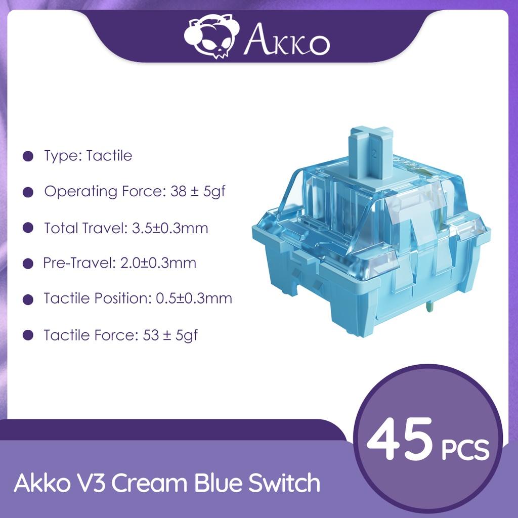 AKKO V3/V3 Pro Cream Blue Switch 5 pin 45GF Công tắc xúc giác với thân chống bụi tương thích với bàn phím cơ MX