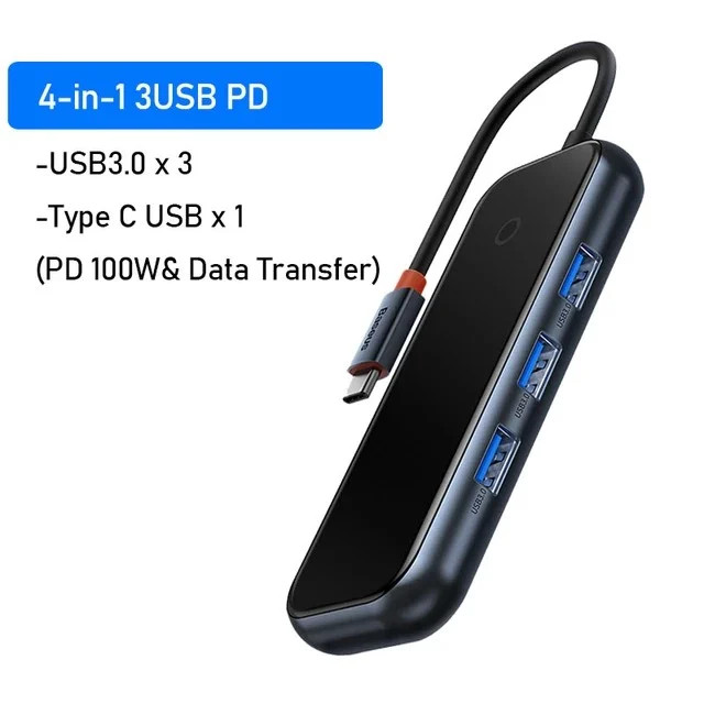 Hub Mở Rộng Kết Nối Đa Năng Baseus AcmeJoy HUB Docking Station Cho Macbook Laptop iPad Điện Thoại - hàng chính hãng - 5 in 1 - USB 3.0, PD&amp;Data, RJ45