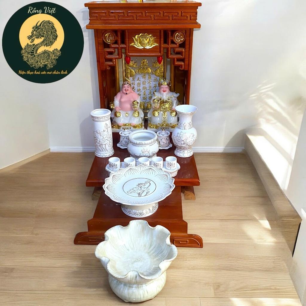 Set ban thần tài bạch ngọc nổi RỒNG VIỆT, bộ thờ thần tài đầy đủ cho gia chủ mệnh kim, thuỷ